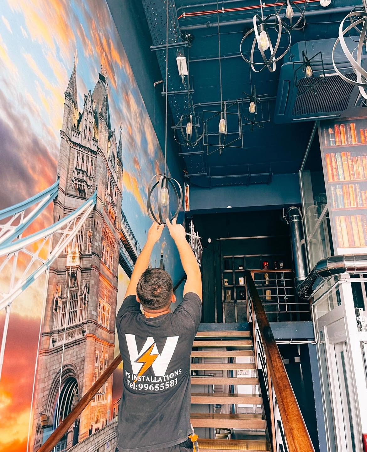 WS Installations team member completing a lighting installation